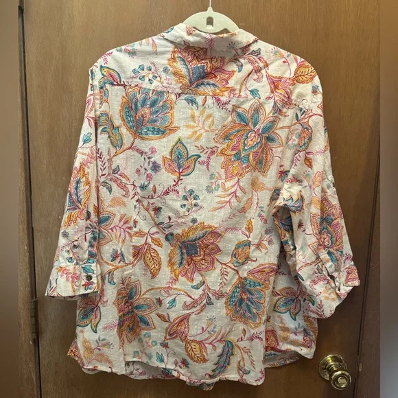 Women’s 3x Croft & Barrow Paisley Button down top shirt - Picture 2 of 7